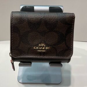 Coach Signature Monogram Tri-Fold Wallet